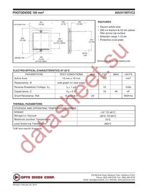 AXUV100C2 datasheet  