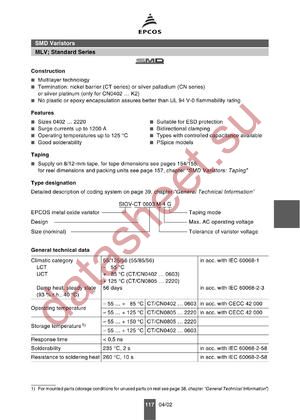 B72540V140K62 datasheet  