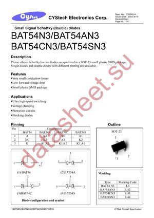 BAT54SN3 datasheet  