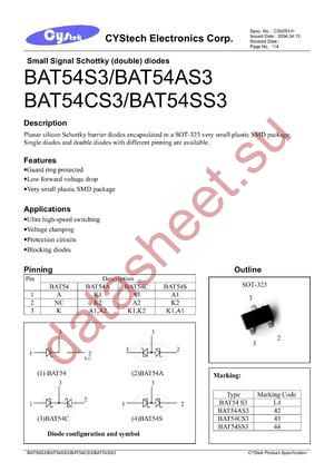 BAT54SS3 datasheet  