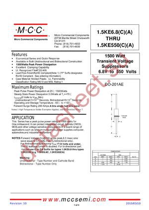 1.5KE13A-BP datasheet  