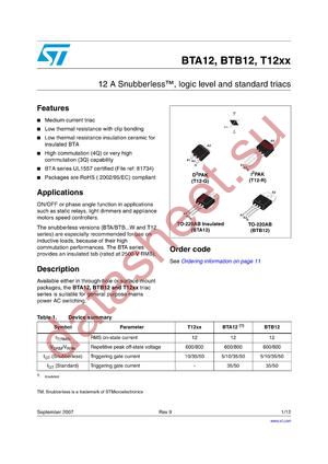 BTB12600BWRG datasheet  