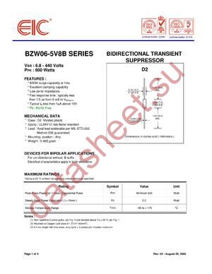 BZW06P7V0B datasheet  