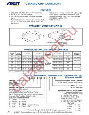 C0805C103P7VAC datasheet  