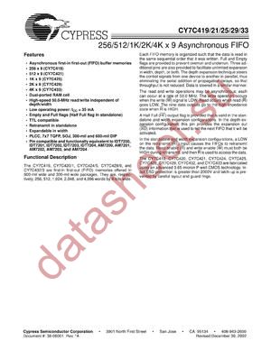 CY7C424-40PC datasheet  