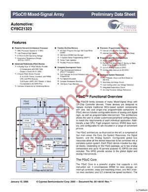 CY8C21323-12PVXET datasheet  