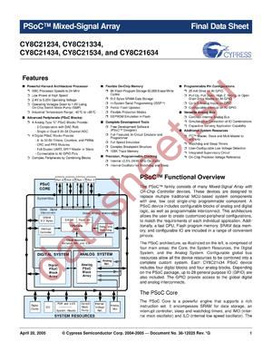 CY8C21434-24AX datasheet  