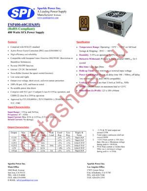 FSP400-60GHS85 datasheet  