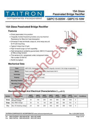 GBPC15-04W datasheet  