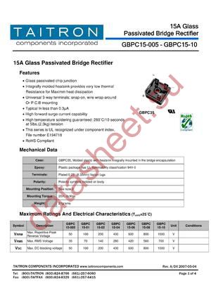 GBPC15-06 datasheet  