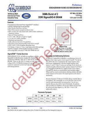 GS8342S18E-167I datasheet  