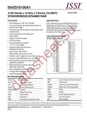 IS42S16100A1-7TI datasheet  