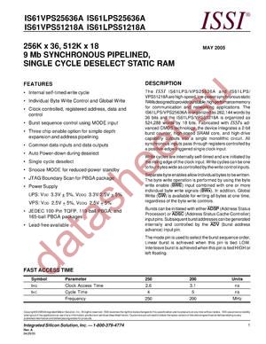 IS61LPS25636A-250B2I datasheet  