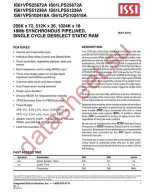 IS61LPS25672A-250B1L datasheet  