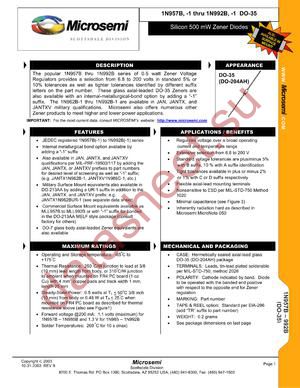 JANTX1N991DUR-1 datasheet  