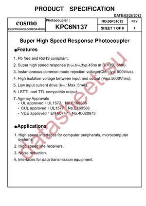 KPC6N137 datasheet  