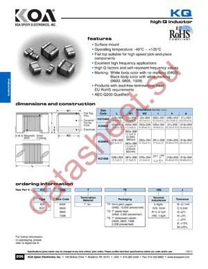 KQT0805TTE10NC datasheet  