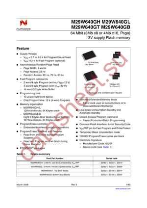 M29W640GB60ZF6F datasheet  