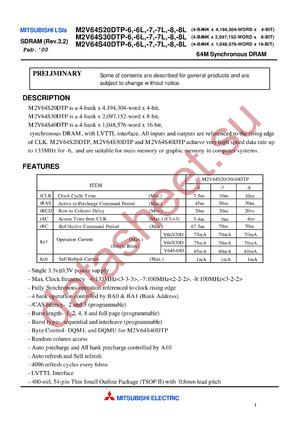 M2V64S2DTP-6 datasheet  