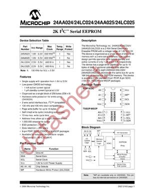 24AA025IP datasheet  