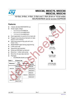 M93C66-RMB6TG/W datasheet  