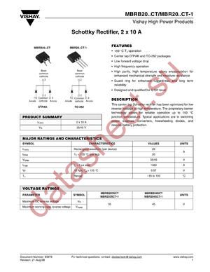 MBR2045CT-1TRR datasheet  