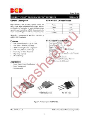 MBR2045CT-G1 datasheet  