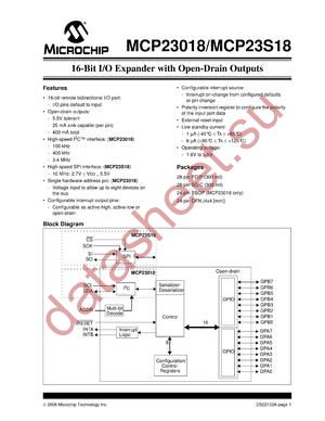 MCP23018T-E/SP datasheet  