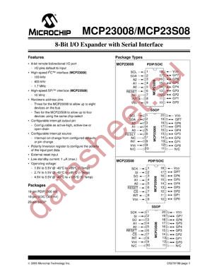 MCP23S08T-E/P datasheet  