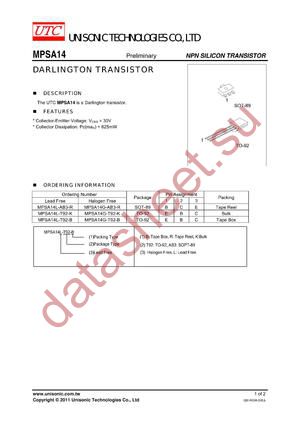 MPSA14G-AB3-R datasheet  