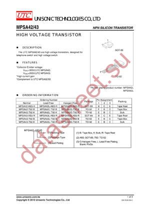 MPSA42G-AB3-R datasheet  