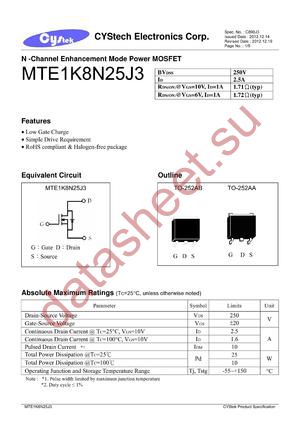 MTE1K8N25J3 datasheet  