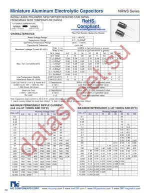 NRWS220M50V12.5X20F datasheet  