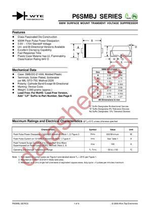 P6SMBJ100CA-T3 datasheet  