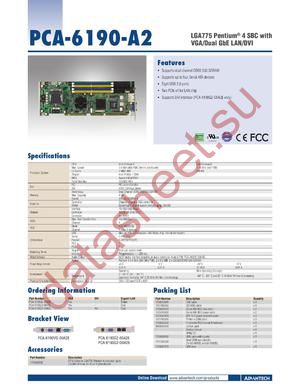 PCA-6190-A2 datasheet  