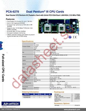 PCA-6278 datasheet  
