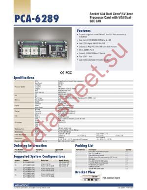 PCA-6289G2-00A1E datasheet  