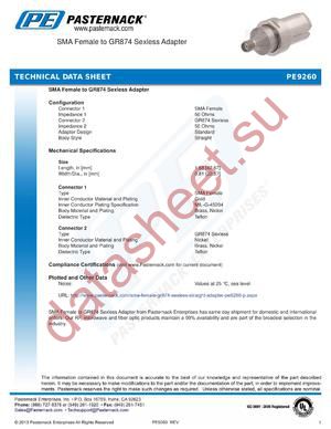 PE9260 datasheet  