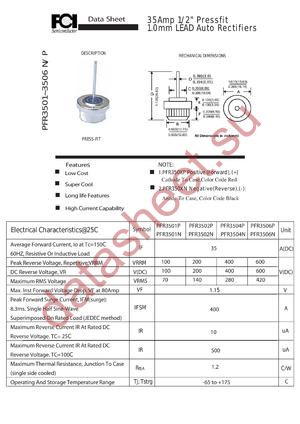 PFR3501P datasheet  