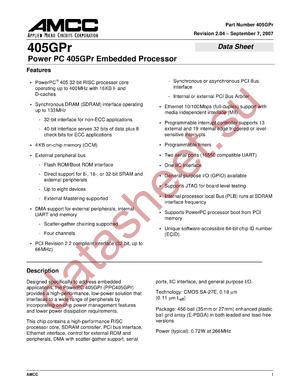 PPC405GPR-3BB266Z datasheet  