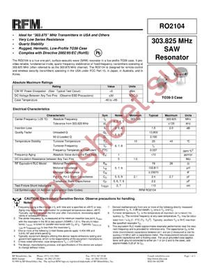 RO2104 datasheet  