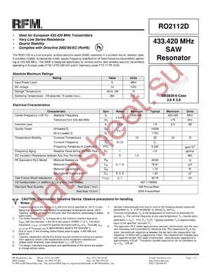 RO2112D datasheet  