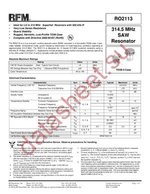 RO2113 datasheet  