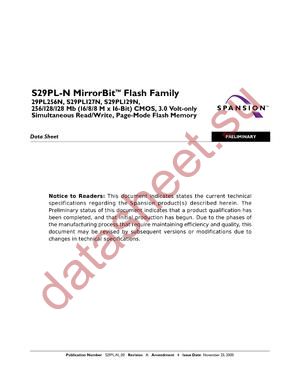 S29PL127N70GFIW00 datasheet  