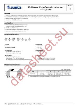 SCI-B1608-150 datasheet  