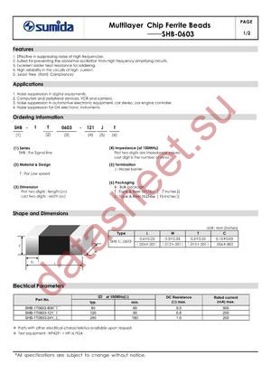 SHB-1T0603-121 datasheet  