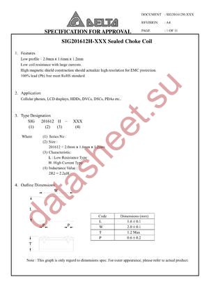 SIG201612H-3R3 datasheet  