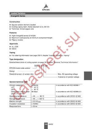 SIOV-Q20K320 datasheet  