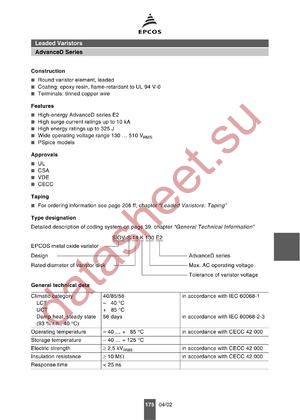 SIOV-S05K130E2 datasheet  