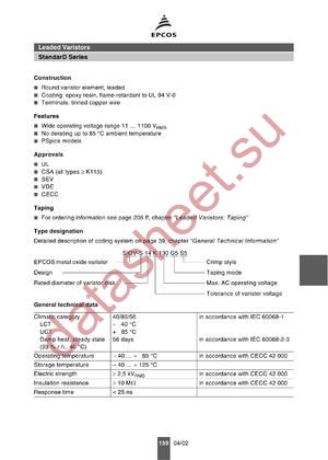 SIOV-S05K20 datasheet  